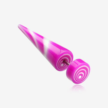 A Pair of Swirl Circles Solid Acrylic Faux Taper Earring-Purple